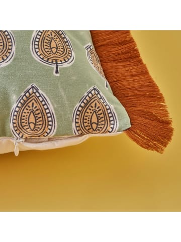 BELLA MAISON Kussenhoes "Elegance'' turquoise/oranje - (L)43 x (B)43 cm