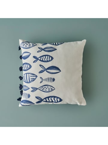BELLA MAISON Kissenhülle ''Marine'' in Creme/ Blau - (L)45 x (B)45 cm