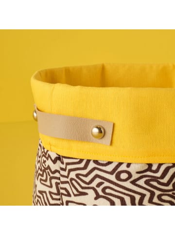 BELLA MAISON Opbergbox "Keith'' geel/zwart/wit - (H)22 x Ø 18 cm