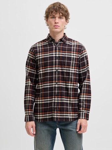 Jack & Jones Hemd "James" in Schwarz/ Creme/ Orange