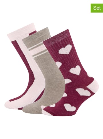 ewers 3er-Set: Socken in Beere/ Rosa/ Grau