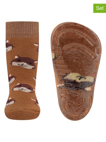 ewers 2-delige set: antislipsokken "SoftStep Hamster" bruin
