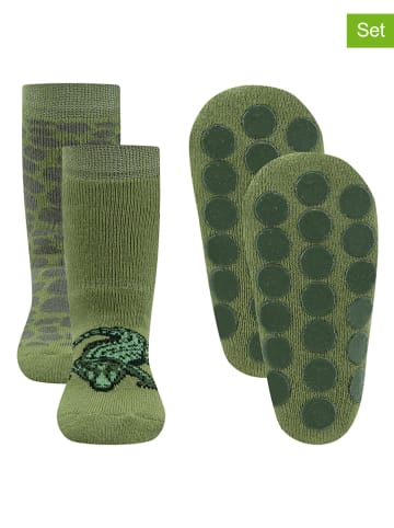 ewers 2er-Set: ABS-Socken "Krokodil" in Grün