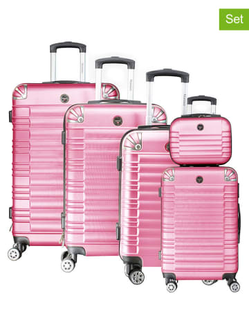 Geographical Norway 5-delige hardcase-trolleyset "Sourcing" lichtroze