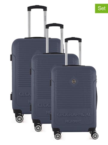 Geographical Norway 3-delige hardcase-trolleyset "Santiago" donkerblauw