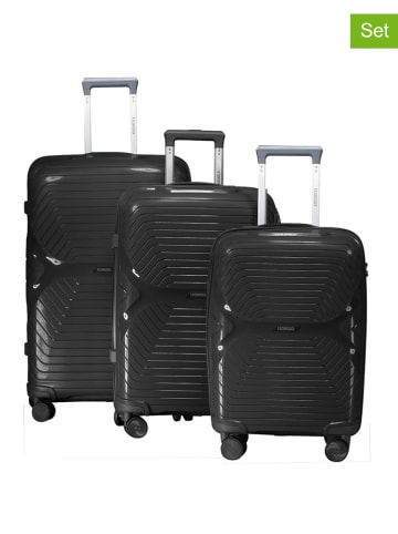 Geographical Norway 3-delige hardcase-trolleyset "Silkovette" zwart