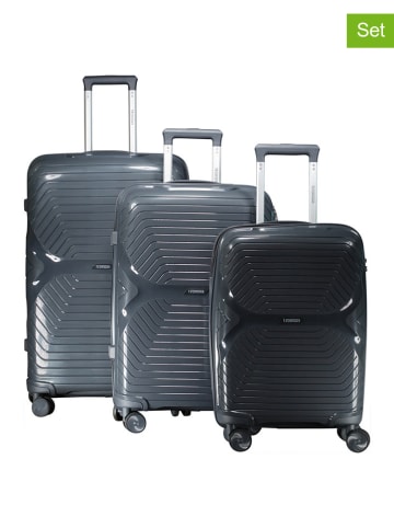Geographical Norway 3-delige hardcase-trolleyset "Silkovette" grijs