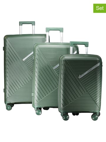 Geographical Norway 3-delige hardcase-trolleyset "Simi" groen