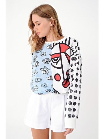 trendyol Sweatshirt lichtblauw/wit/rood