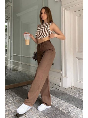 trendyol Dżinsy - Regular fit - w kolorze brązowym