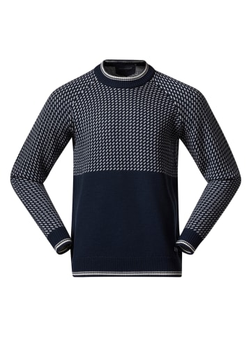 Bergans Wollpullover "Alvdal" in Dunkelblau/ Creme
