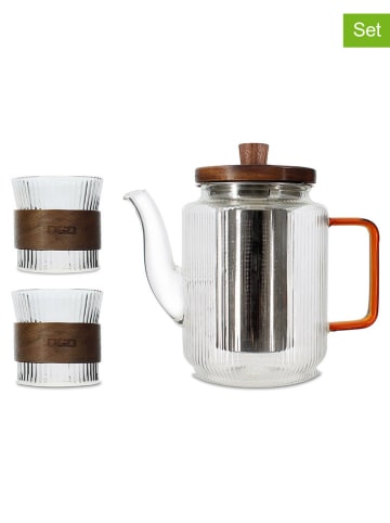 Ogo Living 3-delige theeset transparant/bruin