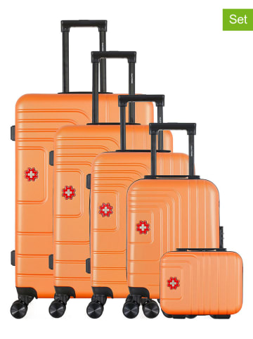 SWISS KOPPER 5tlg. Hardcase-Trolleyset "Ruti" in Orange