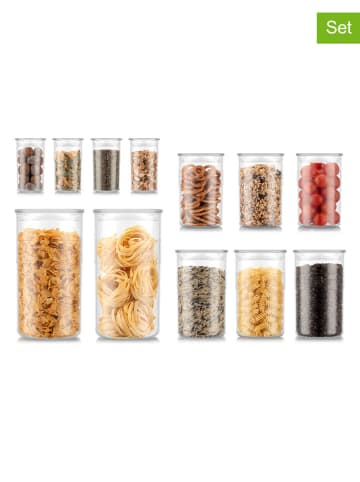 bodum 12er-Set: Vorratsgläser "Presso" in Transparent/ Grau