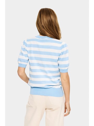 SAINT TROPEZ Pullover "Mila" in Hellblau/ Weiß