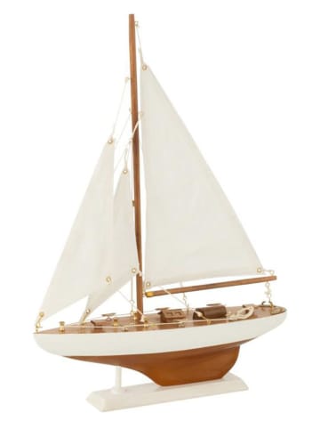 J Line Dekoobjekt "Segelboot" in Weiß/ Hellbraun - (B)43 x (H)30 x (T)6,5 cm