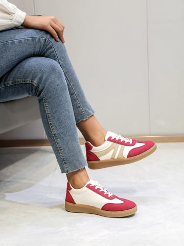 Sixth Sens Sneakers in Beige/ Rot/ Hellbraun