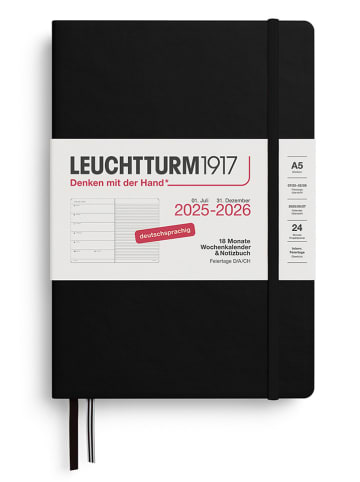 LEUCHTTURM1917 Wochenkalender & Notizbuch in Schwarz - A5, DE