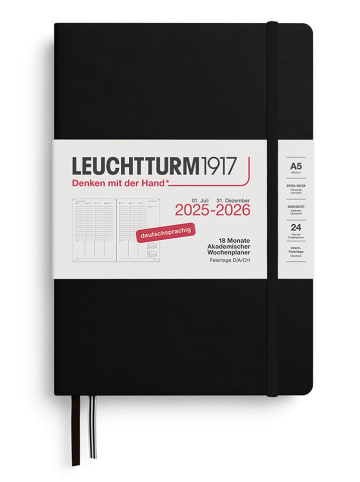 LEUCHTTURM1917 Akademischer Wochenplaner in Schwarz - A5, DE