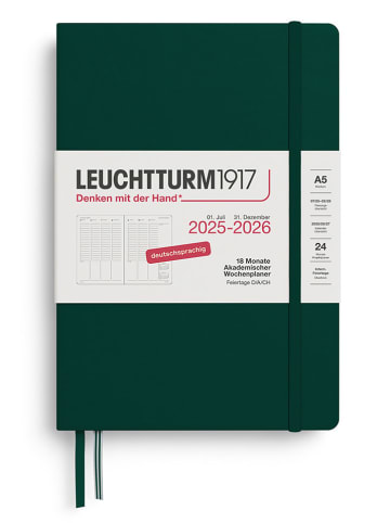 LEUCHTTURM1917 Akademischer Wochenplaner in Dunkelgrün - A5, DE