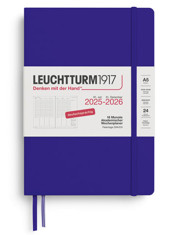 LEUCHTTURM1917 Akademischer Wochenplaner in Dunkelblau - A5, DE