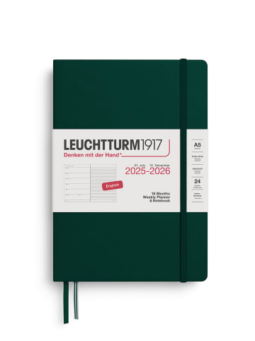 LEUCHTTURM1917 Wochenkalender & Notizbuch in Dunkelgrün - A5, ENG
