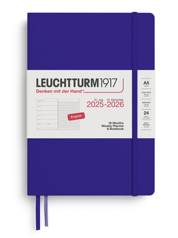 LEUCHTTURM1917 Wochenkalender & Notizbuch in Dunkelblau - A5, ENG