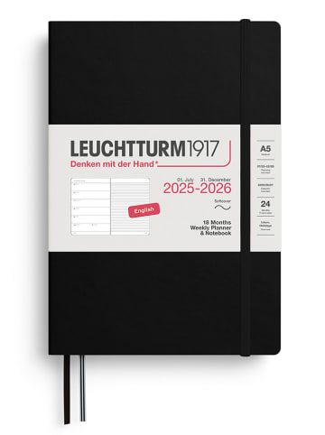 LEUCHTTURM1917 Wochenkalender & Notizbuch in Schwarz - A5, ENG