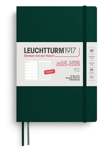 LEUCHTTURM1917 Wochenkalender & Notizbuch in Dunkelgrün - A5, ENG