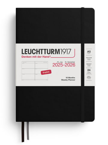 LEUCHTTURM1917 Wochenkalender & Notizbuch in Schwarz - A5, ENG