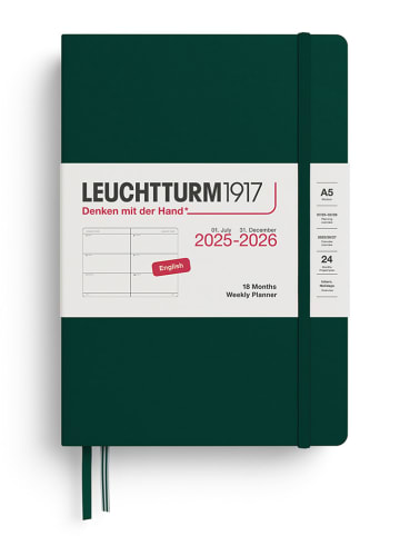 LEUCHTTURM1917 Wochenkalender & Notizbuch in Dunkelgrün - A5, ENG