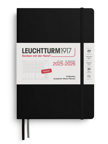 LEUCHTTURM1917 Akademischer Wochenplaner in Schwrz - A5, ENG