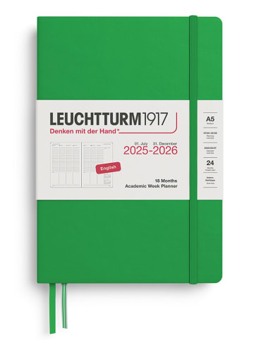 LEUCHTTURM1917 Akademischer Wochenplaner in Grün - A5, ENG