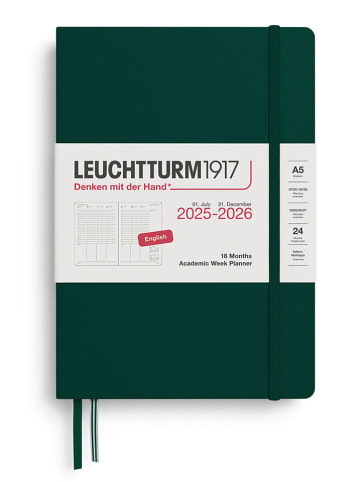 LEUCHTTURM1917 Akademischer Wochenplaner in Dunkelgrün - A5, ENG