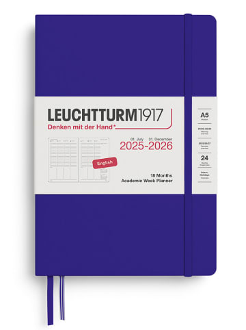 LEUCHTTURM1917 Akademischer Wochenplaner in Dunkelblau - A5, ENG