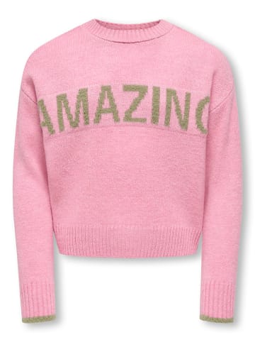 KIDS ONLY Sweter "Amour" w kolorze beżowo-jasnoróżowym