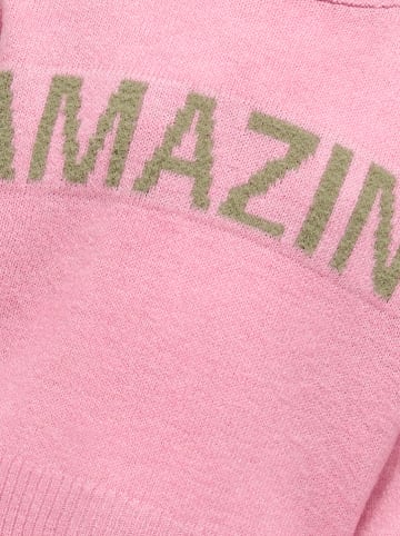 KIDS ONLY Sweter "Amour" w kolorze beżowo-jasnoróżowym
