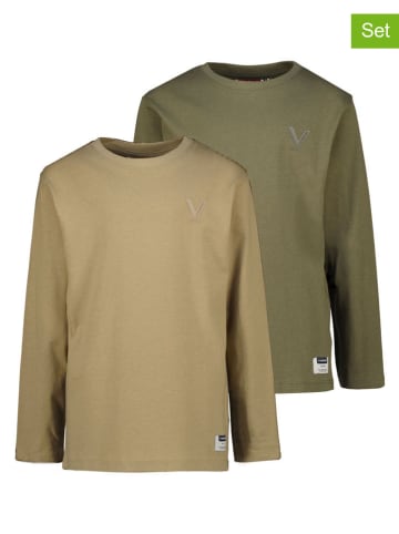 Vingino 2-delige set: longsleeves kaki/lichtbruin