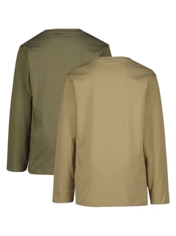 Vingino 2-delige set: longsleeves kaki/lichtbruin