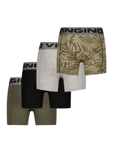 Vingino 4-delige set: boxershorts kaki/grijs/zwart