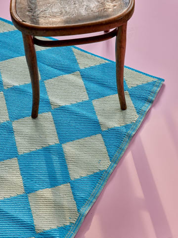 Rice Loper beige/lichtblauw - (L)180 x (B)120 cm