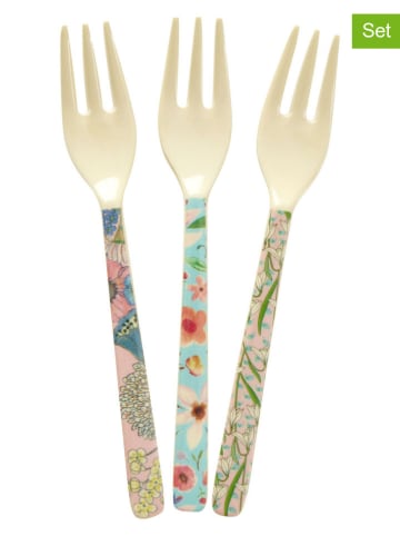 Rice 3er-Set: Kuchengabeln in Beige/ Bunt - (L)14,5 cm