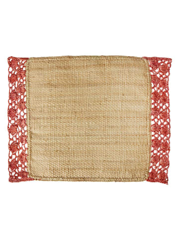 Rice Placemat beige/koraalrood - (L)32 x (B)44 cm