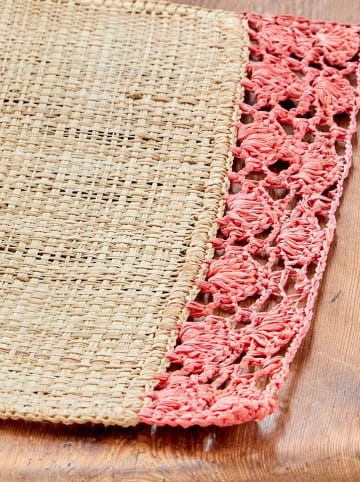 Rice Placemat beige/koraalrood - (L)32 x (B)44 cm