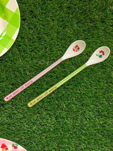 Rice 2er-Set: Latte-Macchiato-Löffel in Grün/ Rosa - (L)22 cm