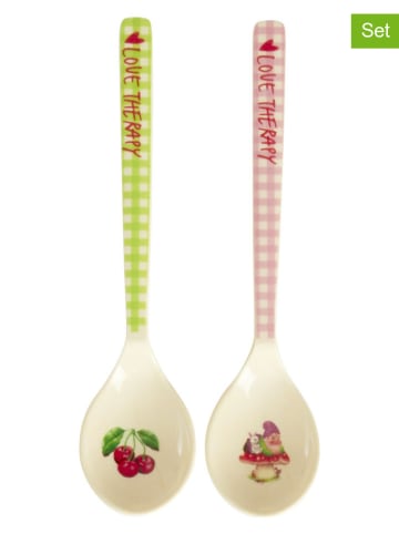 Rice 2-delige set: theelepels zwart/lichtroze - (L)14,5 cm