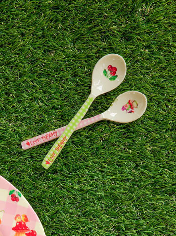 Rice 2-delige set: theelepels zwart/lichtroze - (L)14,5 cm