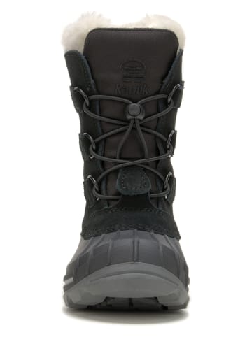 Kamik Leder-Winterstiefel "Snowdash" in Schwarz