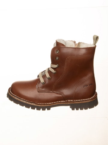 POM POM Leder-Boots in Hellbraun