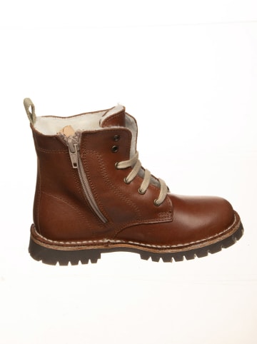 POM POM Leder-Boots in Hellbraun